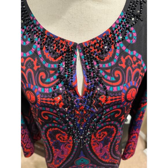 Women’s I.N.C. Beaded Paisley Top. Size Large - Picture 2 of 3